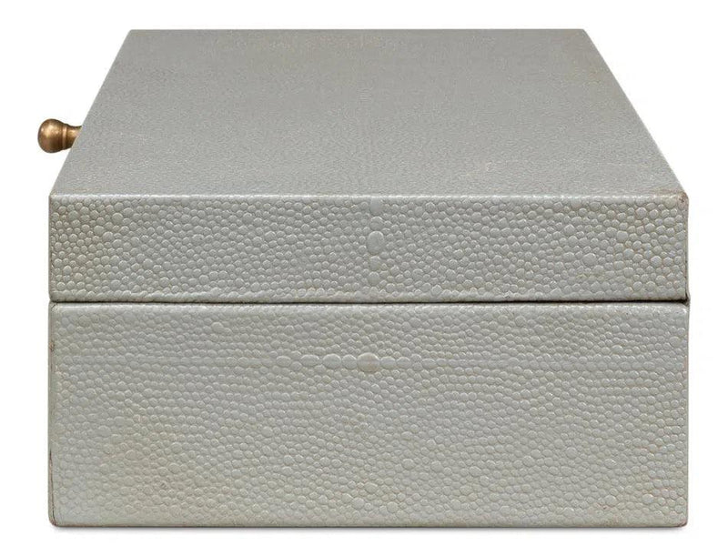 Gastsburg Leather and Paper Liner Storm Grey Shagreen Box Set of 2 Boxes & Bowls LOOMLAN By Sarreid