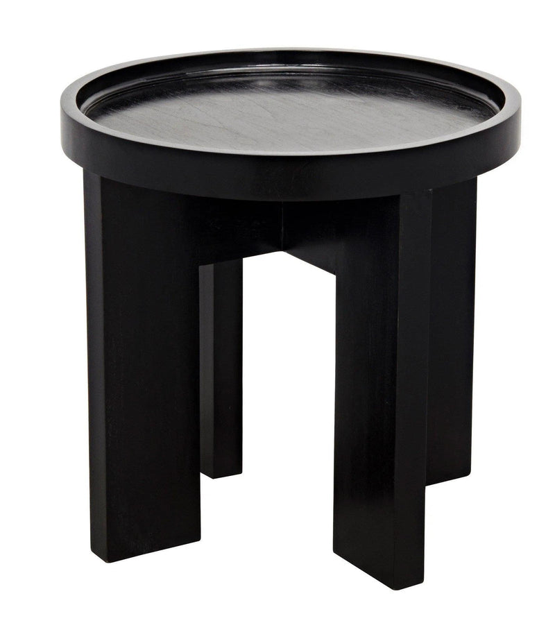 Gavin Wood Black Round Side Table Side Tables LOOMLAN By Noir