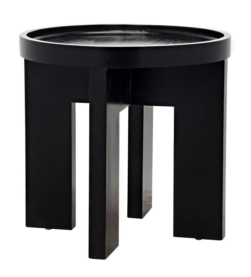 Gavin Wood Black Round Side Table Side Tables LOOMLAN By Noir