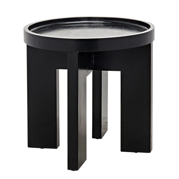 Gavin Wood Black Round Side Table Side Tables LOOMLAN By Noir