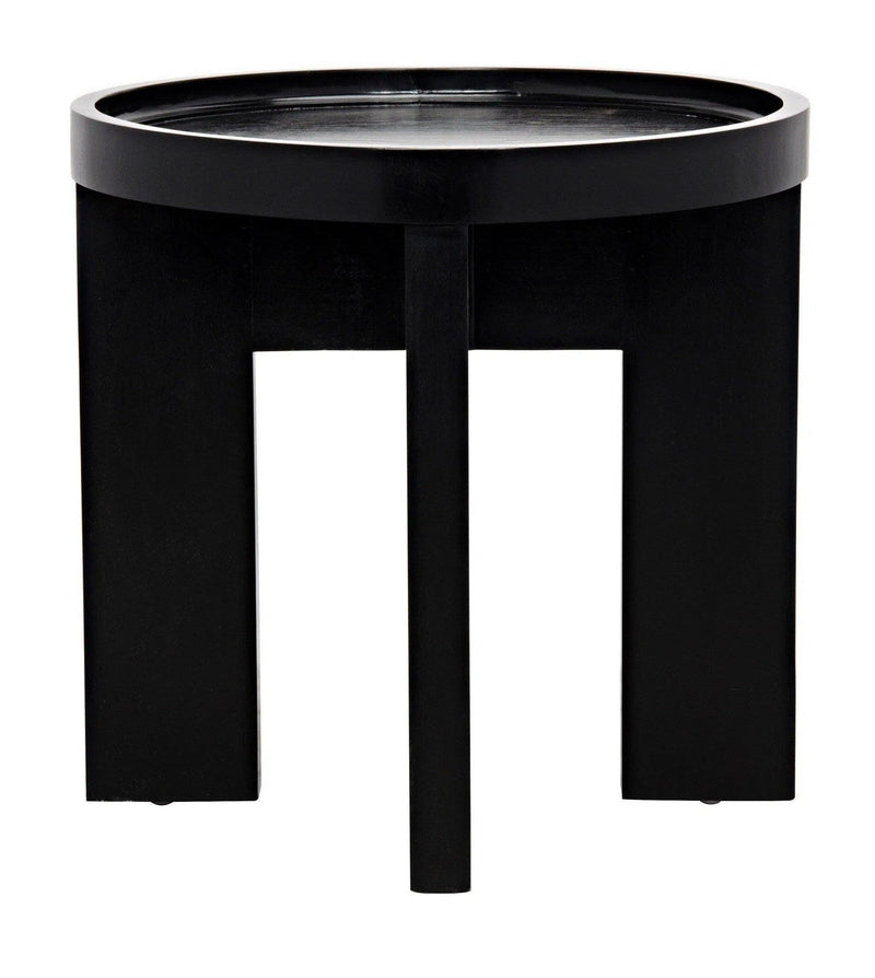 Gavin Wood Black Round Side Table Side Tables LOOMLAN By Noir