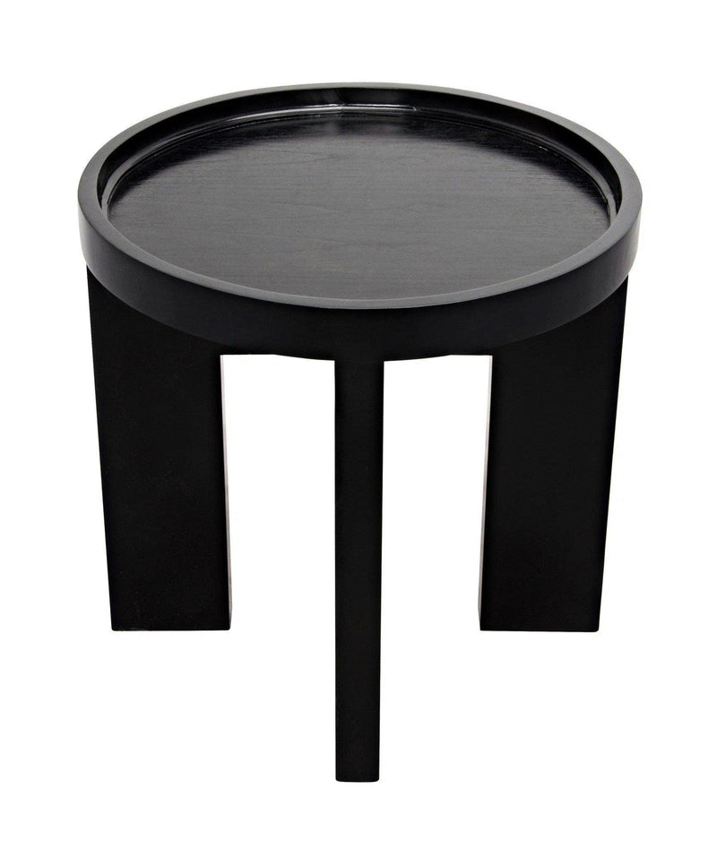 Gavin Wood Black Round Side Table Side Tables LOOMLAN By Noir