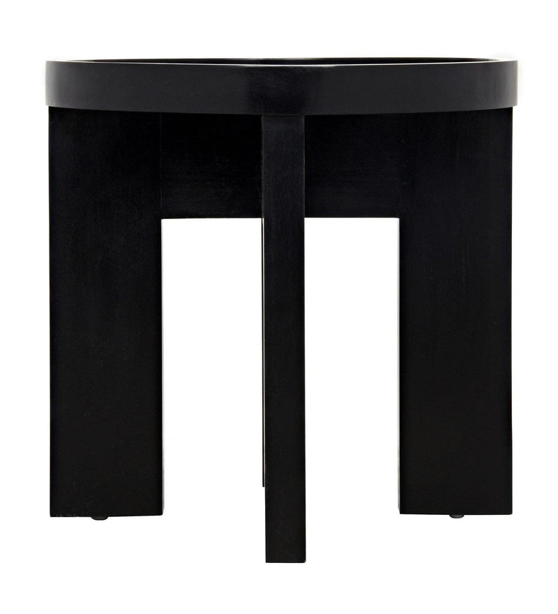 Gavin Wood Black Round Side Table Side Tables LOOMLAN By Noir