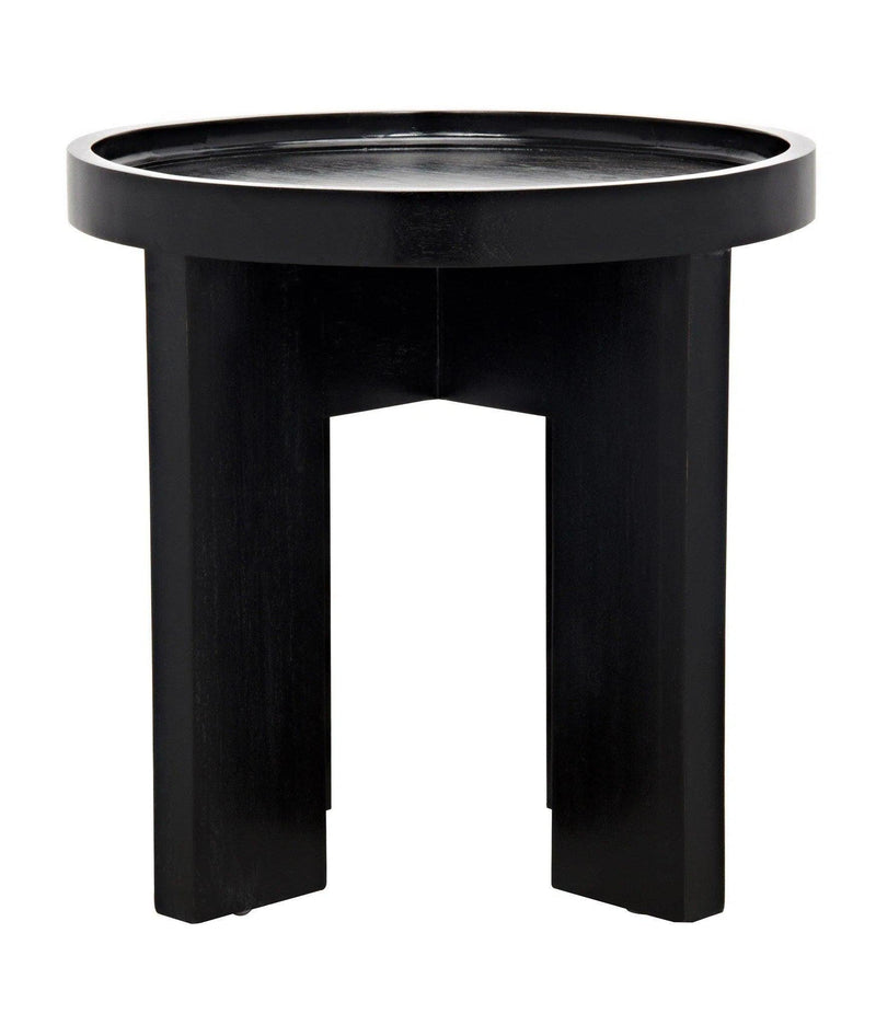 Gavin Wood Black Round Side Table Side Tables LOOMLAN By Noir