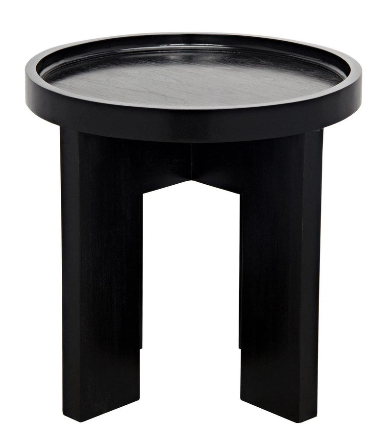 Gavin Wood Black Round Side Table Side Tables LOOMLAN By Noir