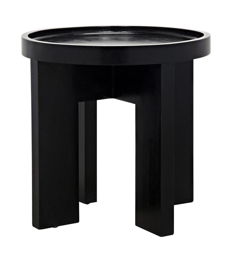 Gavin Wood Black Round Side Table Side Tables LOOMLAN By Noir