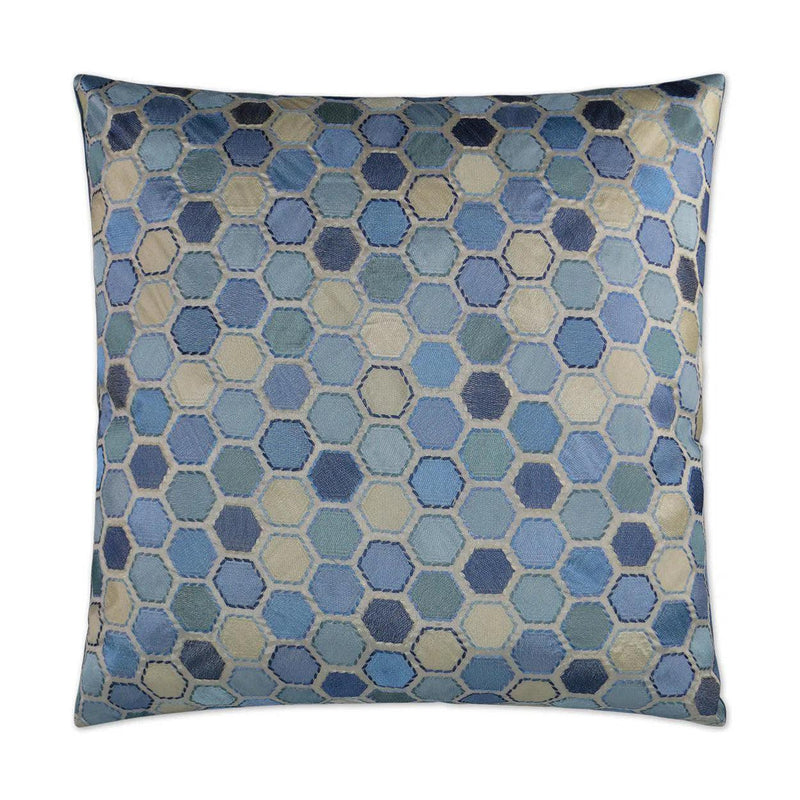 Gem Market Porcelain Blue Throw Pillow With Insert Throw Pillows LOOMLAN By D.V. Kap