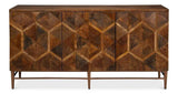 Geo Wood and Metal Brown 3 Door Sideboard Sideboards LOOMLAN By Sarreid