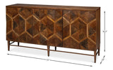 Geo Wood and Metal Brown 3 Door Sideboard Sideboards LOOMLAN By Sarreid