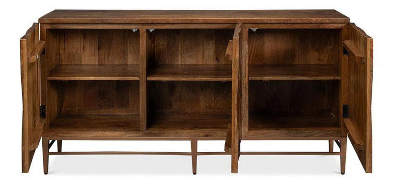 Geo Wood and Metal Brown 3 Door Sideboard Sideboards LOOMLAN By Sarreid