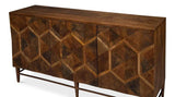 Geo Wood and Metal Brown 3 Door Sideboard Sideboards LOOMLAN By Sarreid