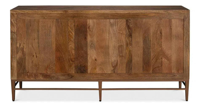 Geo Wood and Metal Brown 3 Door Sideboard Sideboards LOOMLAN By Sarreid