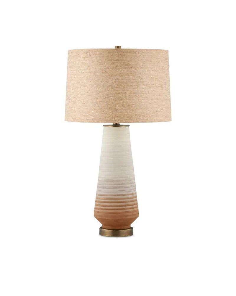 Geologie Porcelain and Metal Beige Table Lamp Table Lamps LOOMLAN By Currey & Co