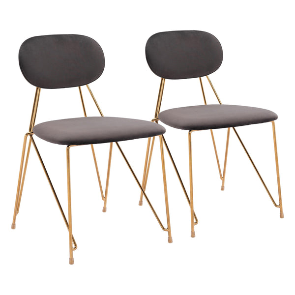 Georges Gray and Gold Armless Dining Chair (Set of 2) Dining Chairs LOOMLAN By Zuo Modern