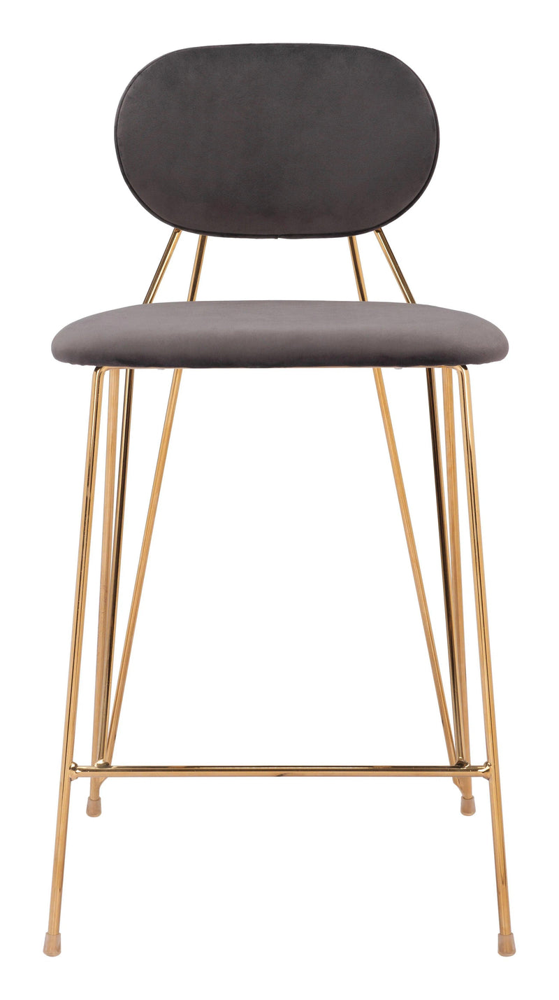 Georges Gray and Gold Counter Stool (Set of 2) Counter Stools LOOMLAN By Zuo Modern