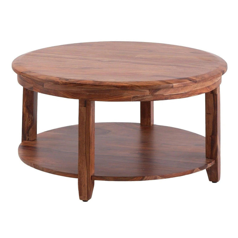 Geri Reddish Brown Wood Round Coffee Table Coffee Tables LOOMLAN By LOOMLAN