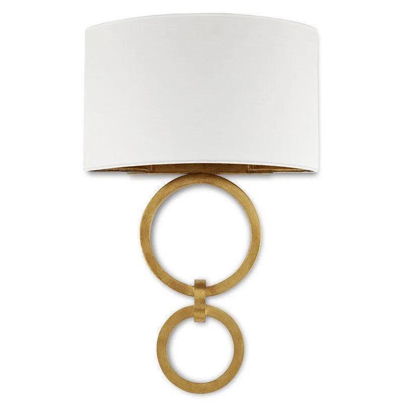 Gesso White Gold Leaf Bolebrook White Wall Sconce Wall Sconces LOOMLAN By Currey & Co