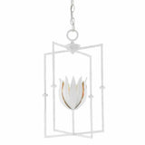 Gesso White Gold Leaf Tulipano Lantern Lanterns LOOMLAN By Currey & Co