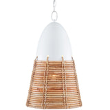 Gesso White Natural Rattan Arundo Pendant Pendants LOOMLAN By Currey & Co