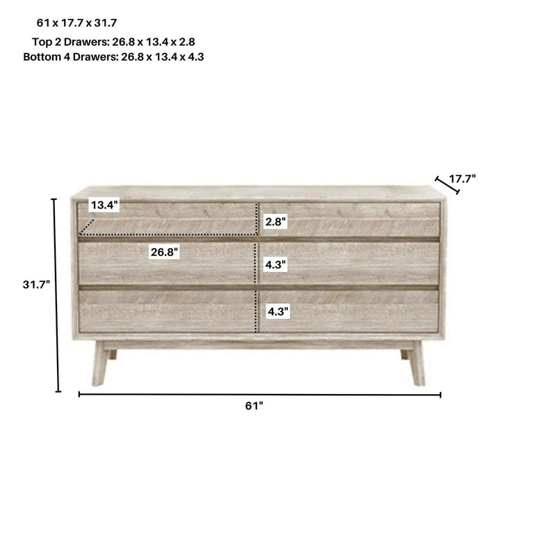 Gia 6 Drawer Dresser Dressers LOOMLAN By LH Imports