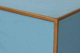 Gideon Wood and Shagreen Leather Blue Rectangular Side Table Side Tables LOOMLAN By Sarreid