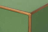 Gideon Wood and Shagreen Leather Green Rectangular Console Table Console Tables LOOMLAN By Sarreid