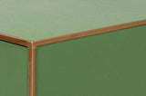 Gideon Wood and Shagreen Leather Green Square Coffee Table Coffee Tables LOOMLAN By Sarreid