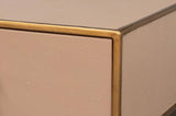 Gideon Wood and Shagreen Leather Tan Rectangular Console Table Console Tables LOOMLAN By Sarreid