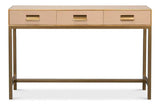 Gideon Wood and Shagreen Leather Tan Rectangular Console Table Console Tables LOOMLAN By Sarreid