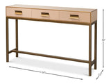 Gideon Wood and Shagreen Leather Tan Rectangular Console Table Console Tables LOOMLAN By Sarreid