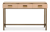 Gideon Wood and Shagreen Leather Tan Rectangular Console Table Console Tables LOOMLAN By Sarreid