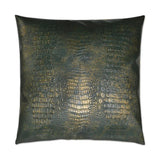 Gilded Gator Emerald Black Throw Pillow With Insert Throw Pillows LOOMLAN By D.V. Kap