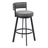 Gimsby Wood and Steel Grey Swivel Barstool Bar Stools LOOMLAN By Zuo Modern