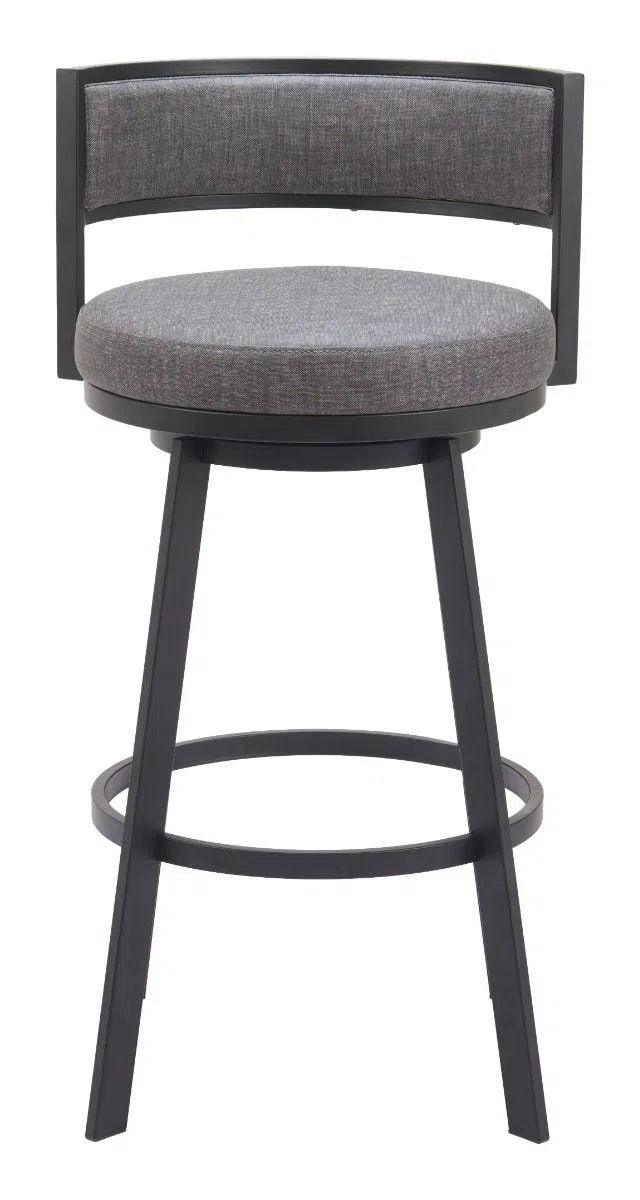 Gimsby Wood and Steel Grey Swivel Barstool Bar Stools LOOMLAN By Zuo Modern