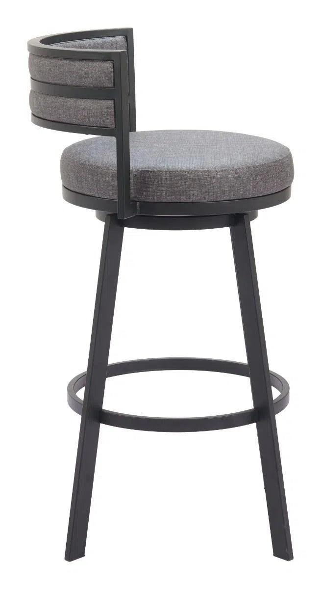 Gimsby Wood and Steel Grey Swivel Barstool Bar Stools LOOMLAN By Zuo Modern