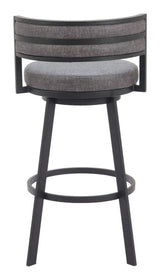 Gimsby Wood and Steel Grey Swivel Barstool Bar Stools LOOMLAN By Zuo Modern