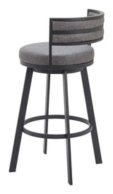 Gimsby Wood and Steel Grey Swivel Barstool Bar Stools LOOMLAN By Zuo Modern