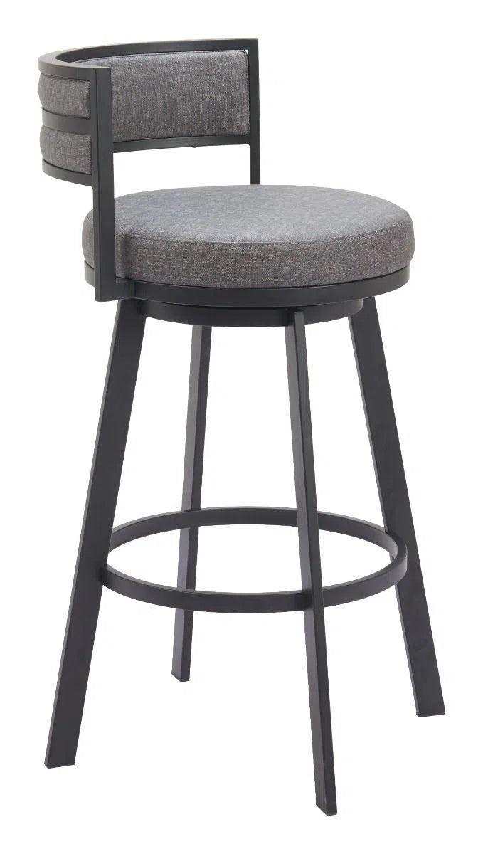 Gimsby Wood and Steel Grey Swivel Barstool Bar Stools LOOMLAN By Zuo Modern