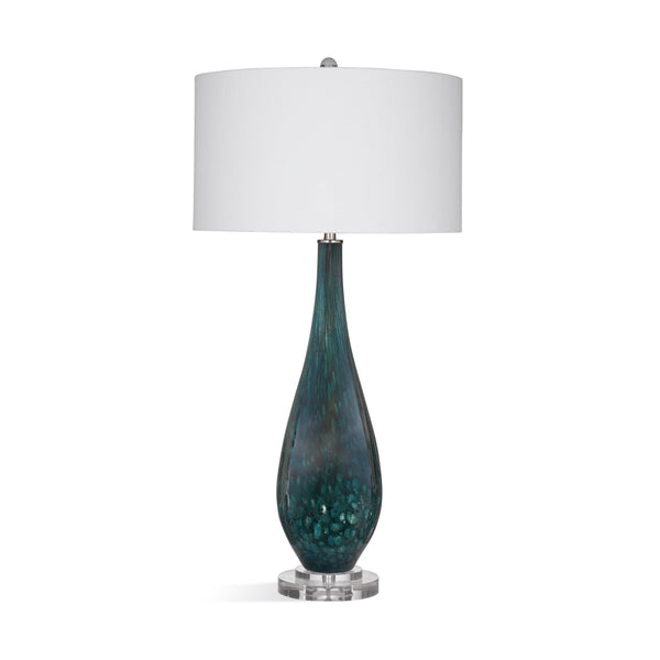 Glaize Glass and Crystal Blue Table Lamp Table Lamps LOOMLAN By Bassett Mirror