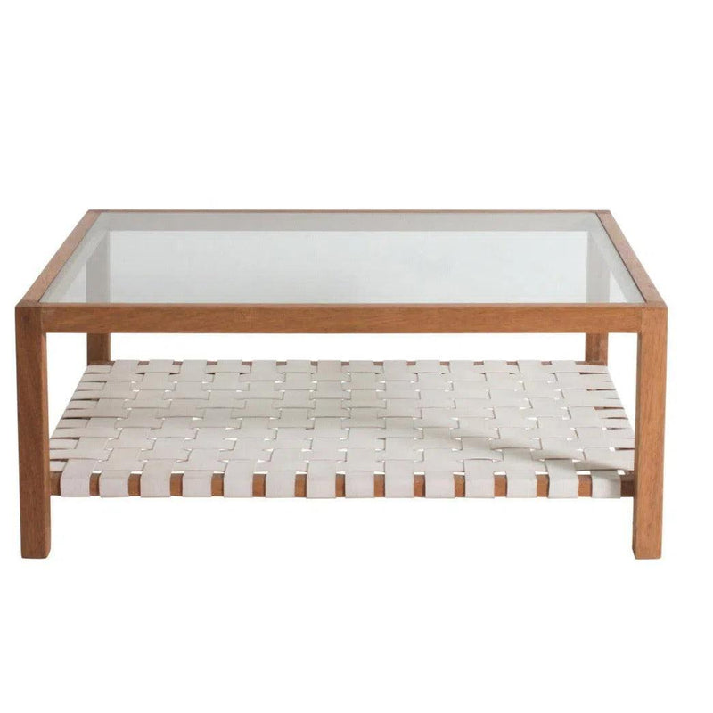 Glass and Leather Coffee Table Peyton With Storage Coffee Tables LOOMLAN By Peninsula Home