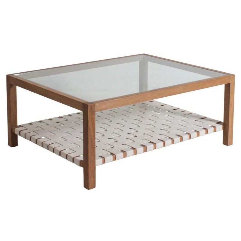 Glass and Leather Coffee Table Peyton With Storage Coffee Tables LOOMLAN By Peninsula Home