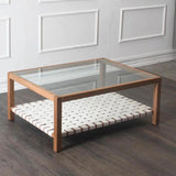 Glass and Leather Coffee Table Peyton With Storage Coffee Tables LOOMLAN By Peninsula Home