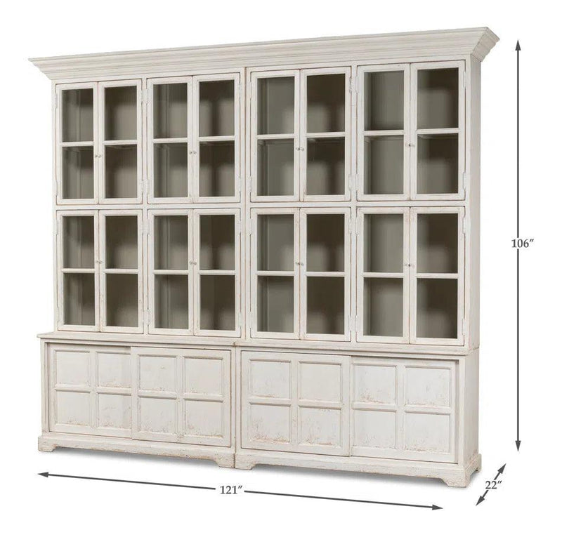 Glass Front Double Curio Bookcase With Cabinets Buffets & Curios LOOMLAN By Sarreid