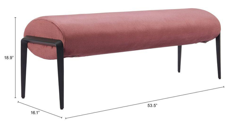Glatt Wood and Steel Brown Bench Bedroom Benches LOOMLAN By Zuo Modern