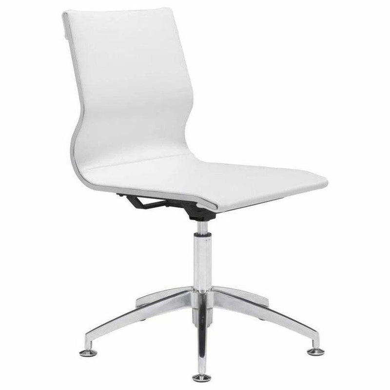 Glider Conference Chair White Office Chairs LOOMLAN By Zuo Modern