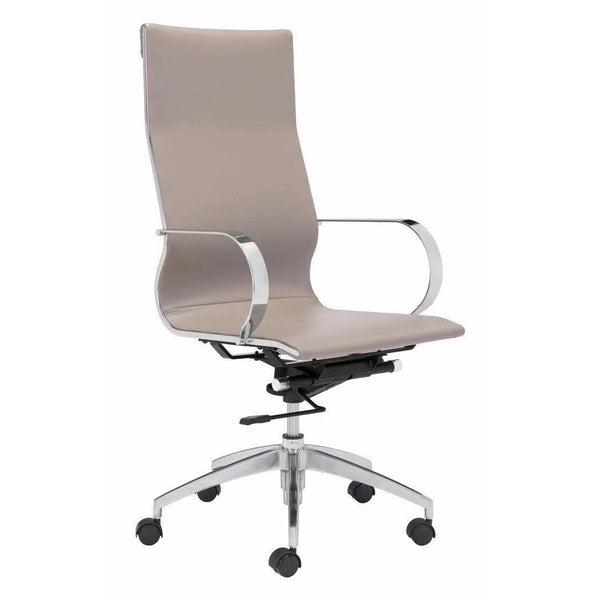 Glider High Back Office Chair Taupe Office Chairs LOOMLAN By Zuo Modern