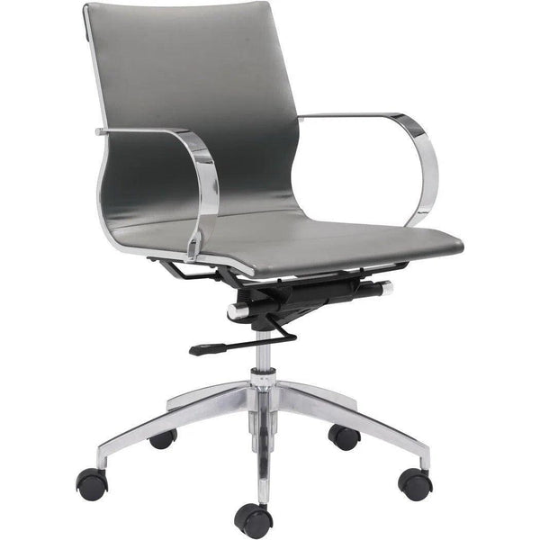 Glider Low Back Office Chair Gray Office Chairs LOOMLAN By Zuo Modern