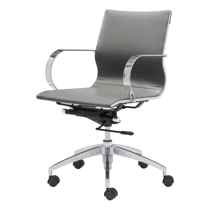 Glider Low Back Office Chair Gray Office Chairs LOOMLAN By Zuo Modern