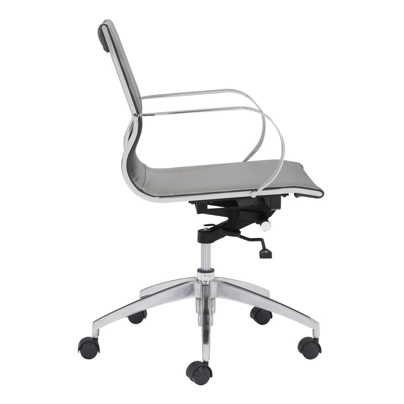 Glider Low Back Office Chair Gray Office Chairs LOOMLAN By Zuo Modern