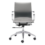 Glider Low Back Office Chair Gray Office Chairs LOOMLAN By Zuo Modern